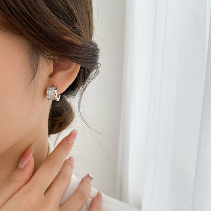 [AuraEcho Jewelry]ZERO 1 DIAMOND PAVED EARRINGS