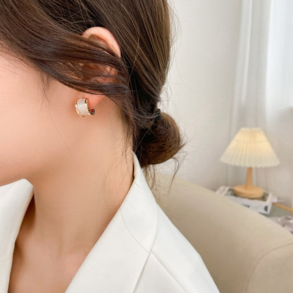 [AuraEcho Jewelry]ZERO 1 DIAMOND PAVED EARRINGS