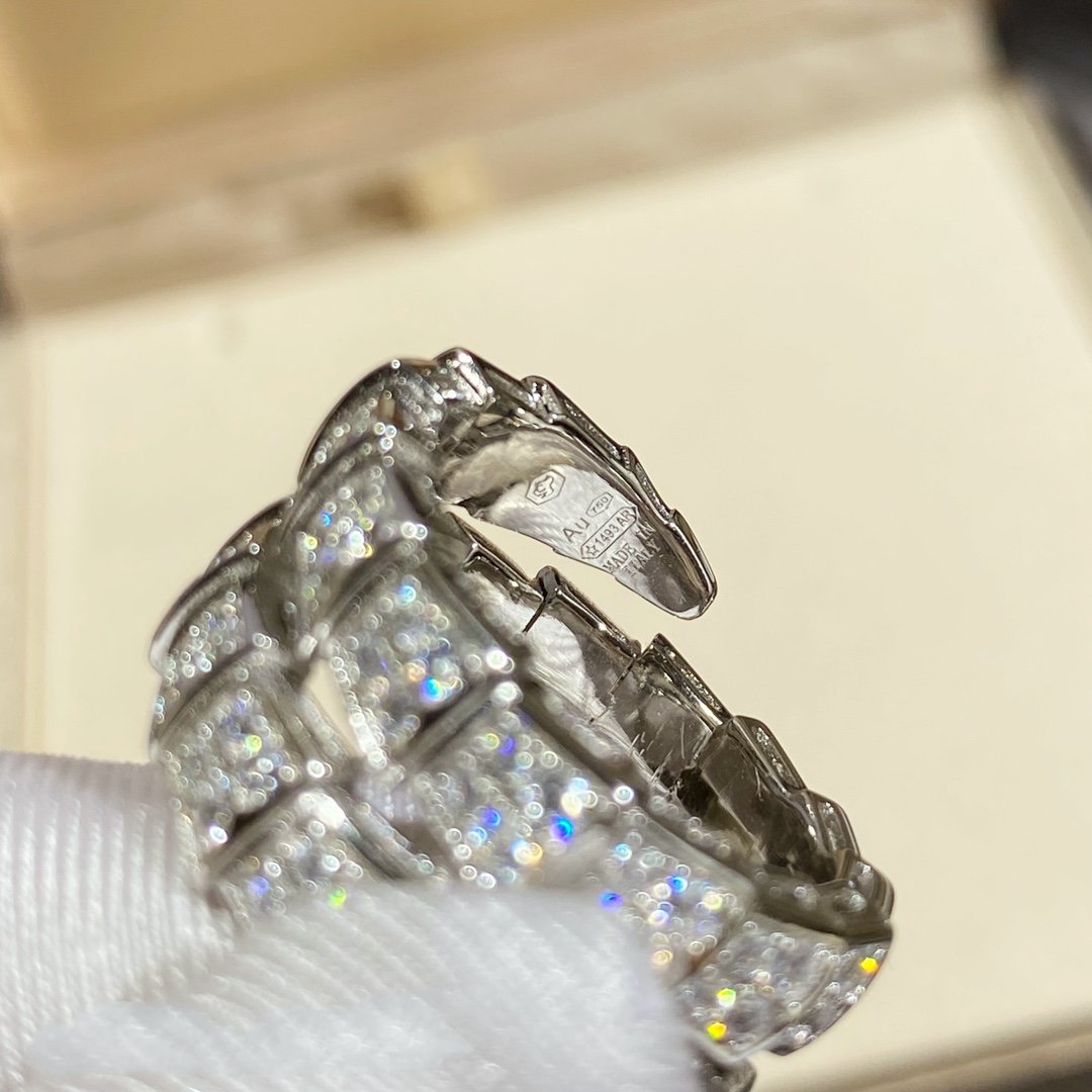 [AuraEcho Jewelry]SERPENTI DOUBLE RING SILVER DIAMOND PAVED