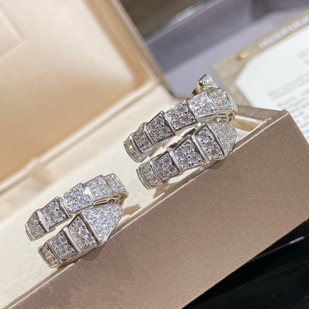 [AuraEcho Jewelry]SERPENTI DOUBLE RING SILVER DIAMOND PAVED