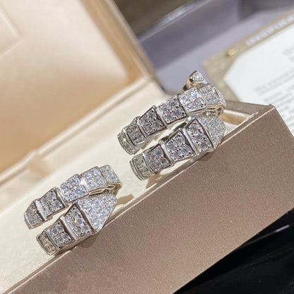 [AuraEcho Jewelry]SERPENTI DOUBLE RING SILVER DIAMOND PAVED