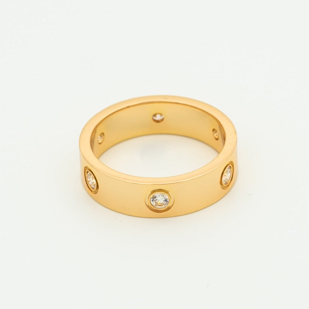 [AuraEcho Jewelry]LOVE RING 5.5MM 6 DIAMONDS PINK GOLD