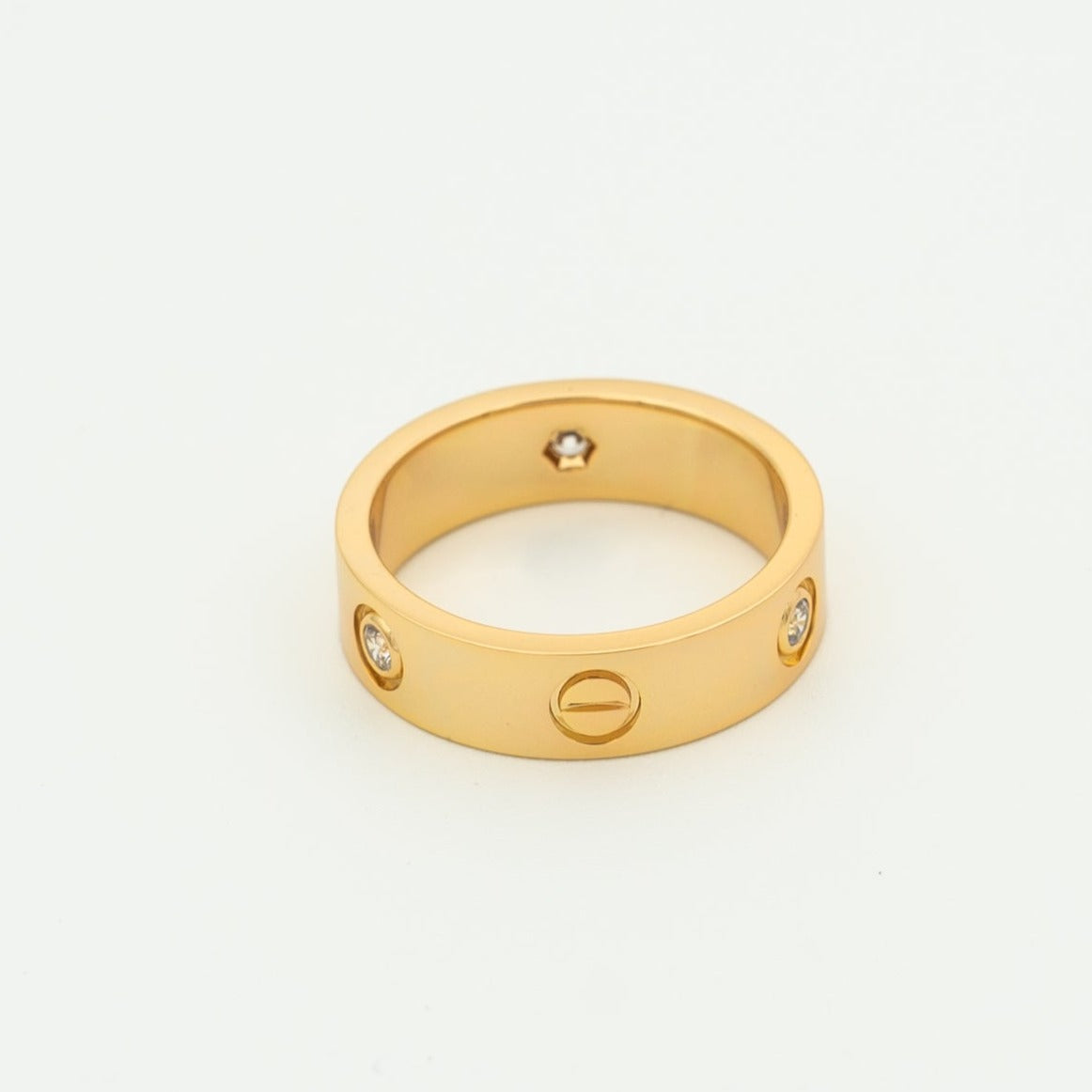[AuraEcho Jewelry]LOVE RING 5.5MM 3 DIAMONDS PINK GOLD