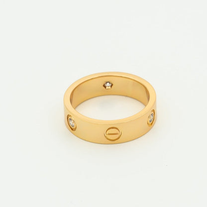 [AuraEcho Jewelry]LOVE RING 5.5MM 3 DIAMONDS PINK GOLD