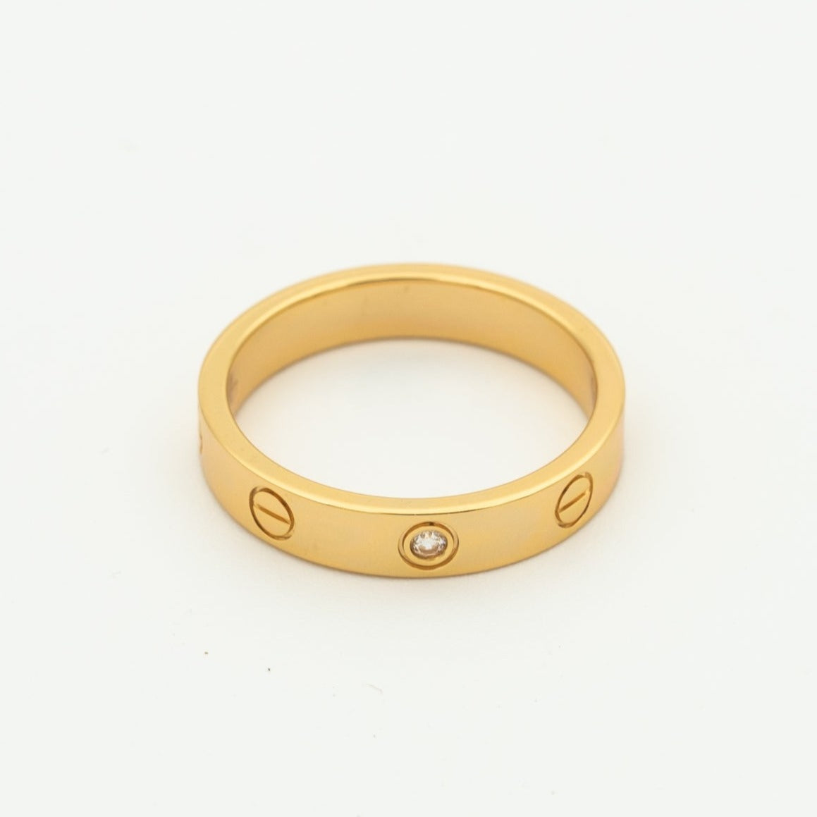 [AuraEcho Jewelry]LOVE RING 4MM 1 DIAMOND PINK GOLD