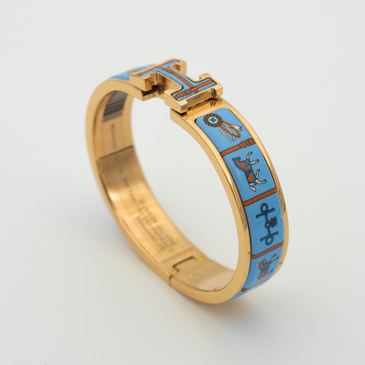 [AuraEcho Jewelry]H PINK GOLD BRACELET BLUE CERAMIC