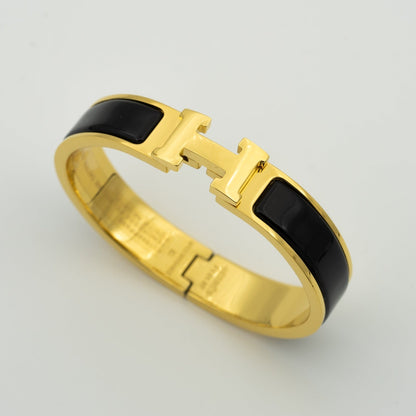 [AuraEcho Jewelry]H BLACK BRACELET