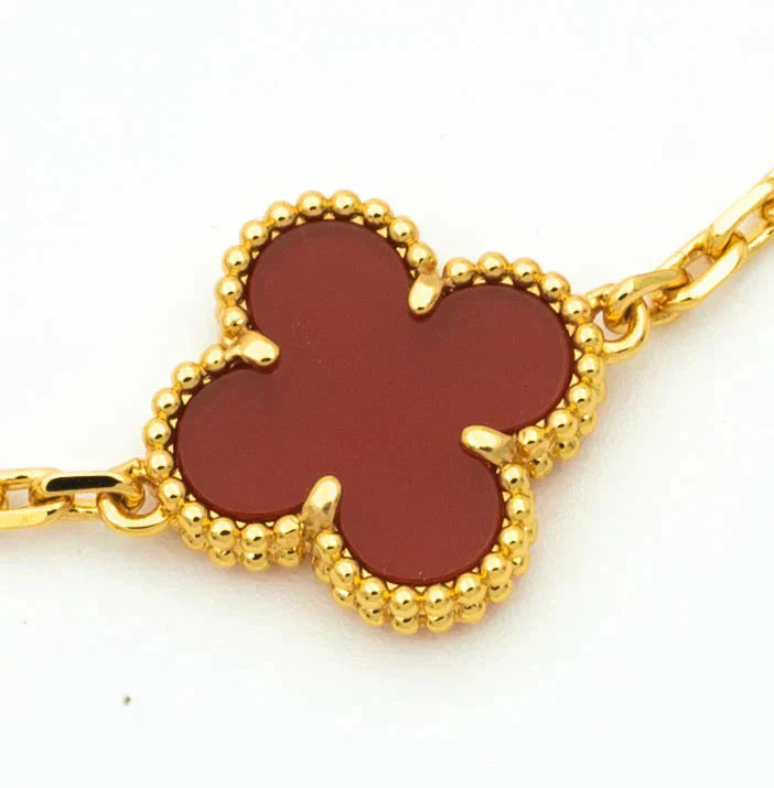 [AuraEcho Jewelry]CLOVER  5 MOTIFS CARNELIAN GOLD BRACELET