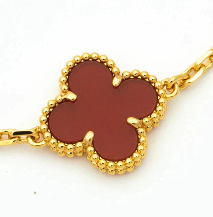 [AuraEcho Jewelry]CLOVER  5 MOTIFS CARNELIAN GOLD BRACELET