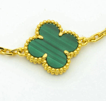 [AuraEcho Jewelry]CLOVER  5 MOTIF MALACHITE DIAMOND BRACELET