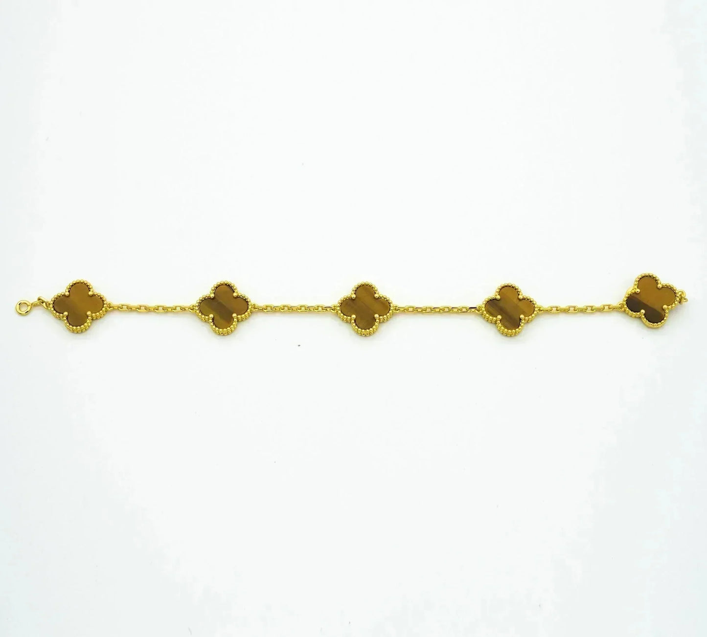 [AuraEcho Jewelry]CLOVER  5 MOTIFS TIGER EYE BRACELET