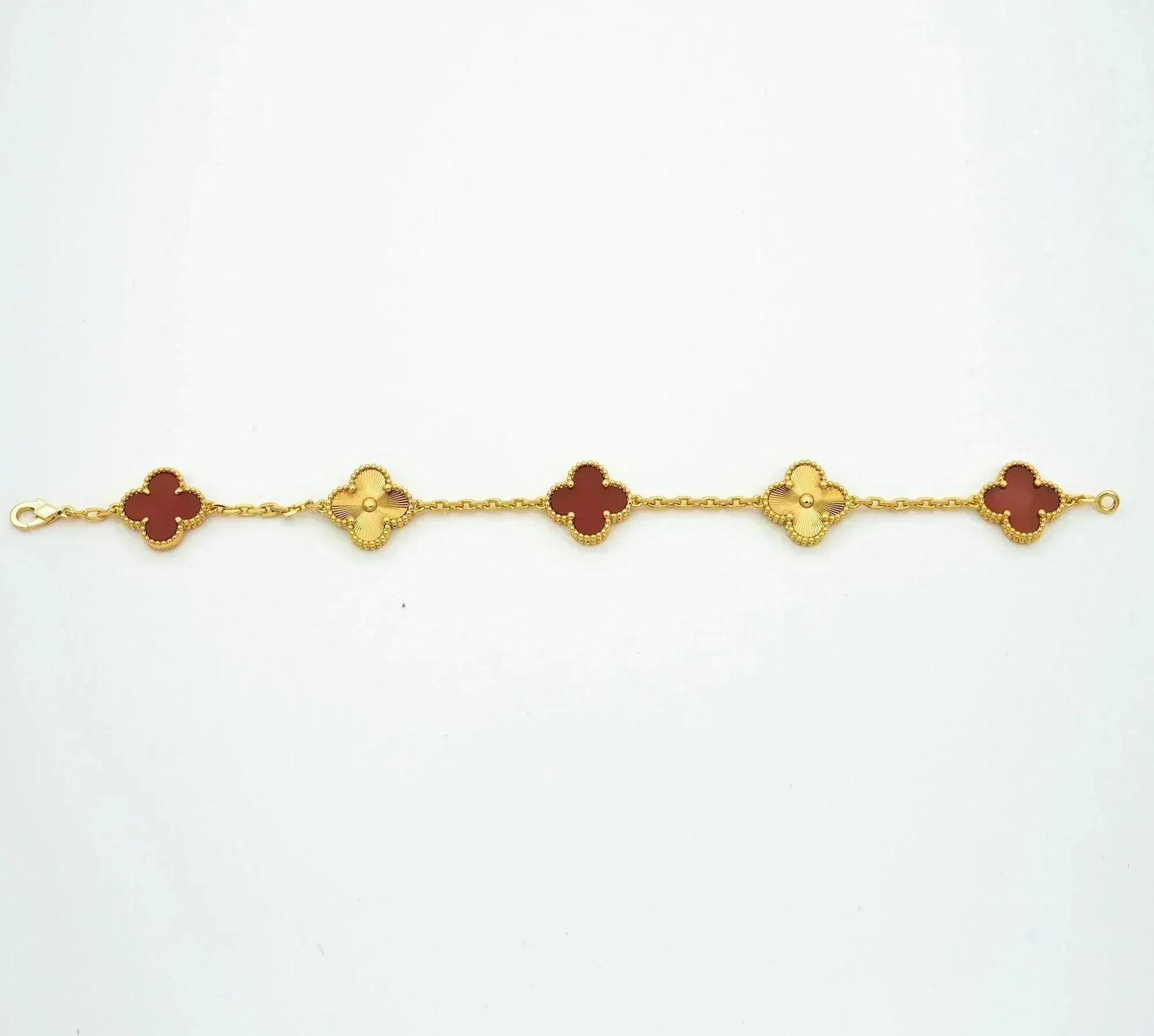 [AuraEcho Jewelry]CLOVER  5 MOTIFS CARNELIAN GOLD BRACELET