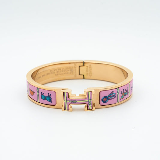 [AuraEcho Jewelry]H PINK GOLD BRACELET PINK CERAMIC