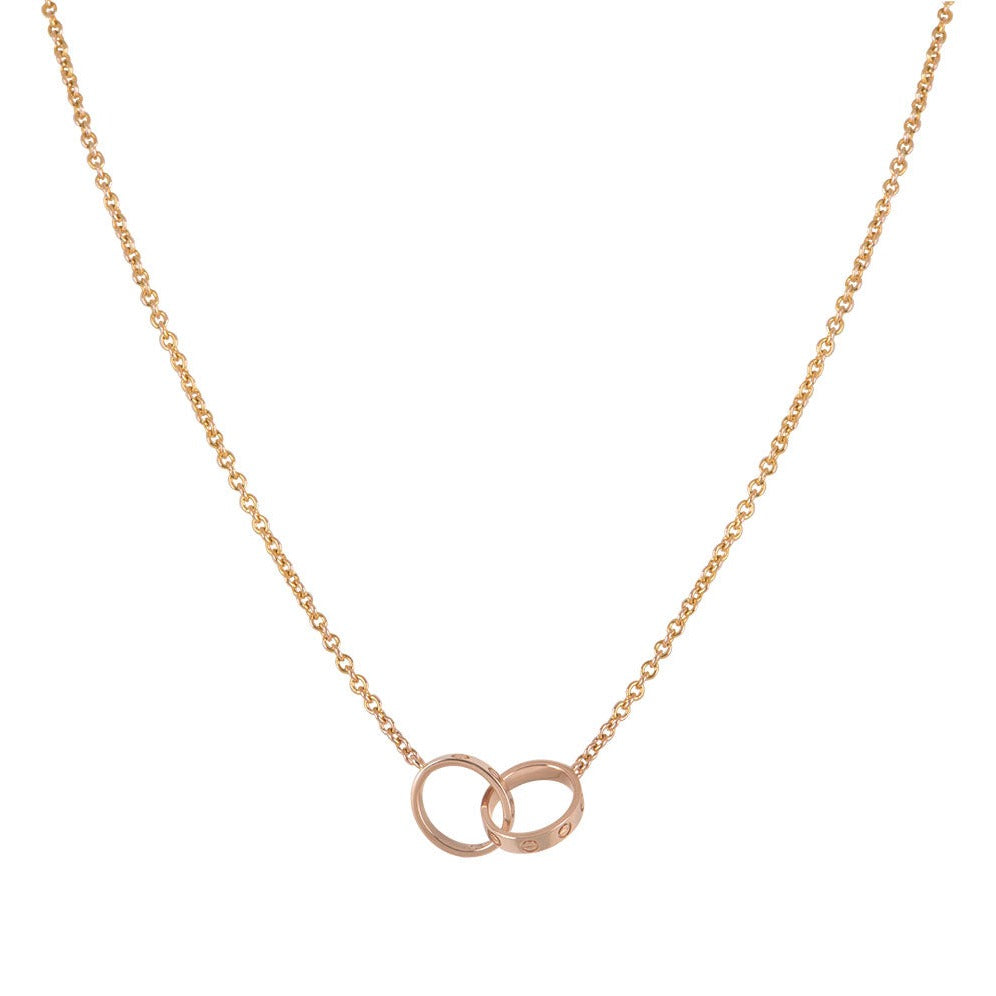 [AuraEcho Jewelry]LOVE NECKLACE DOUBLE RING PINK GOLD