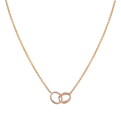 [AuraEcho Jewelry]LOVE NECKLACE DOUBLE RING PINK GOLD