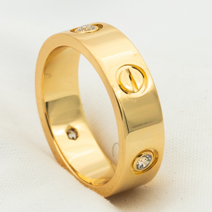 [AuraEcho Jewelry]LOVE RING 5.5MM 3 DIAMONDS PINK GOLD