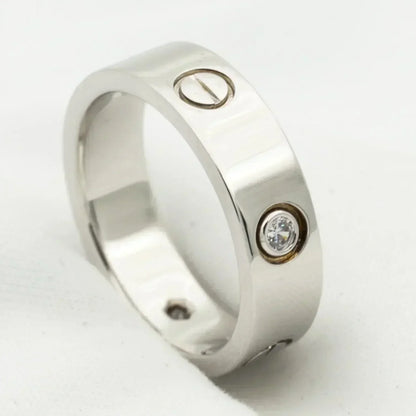 [AuraEcho Jewelry]LOVE RING 5.5MM 3 DIAMONDS SILVER