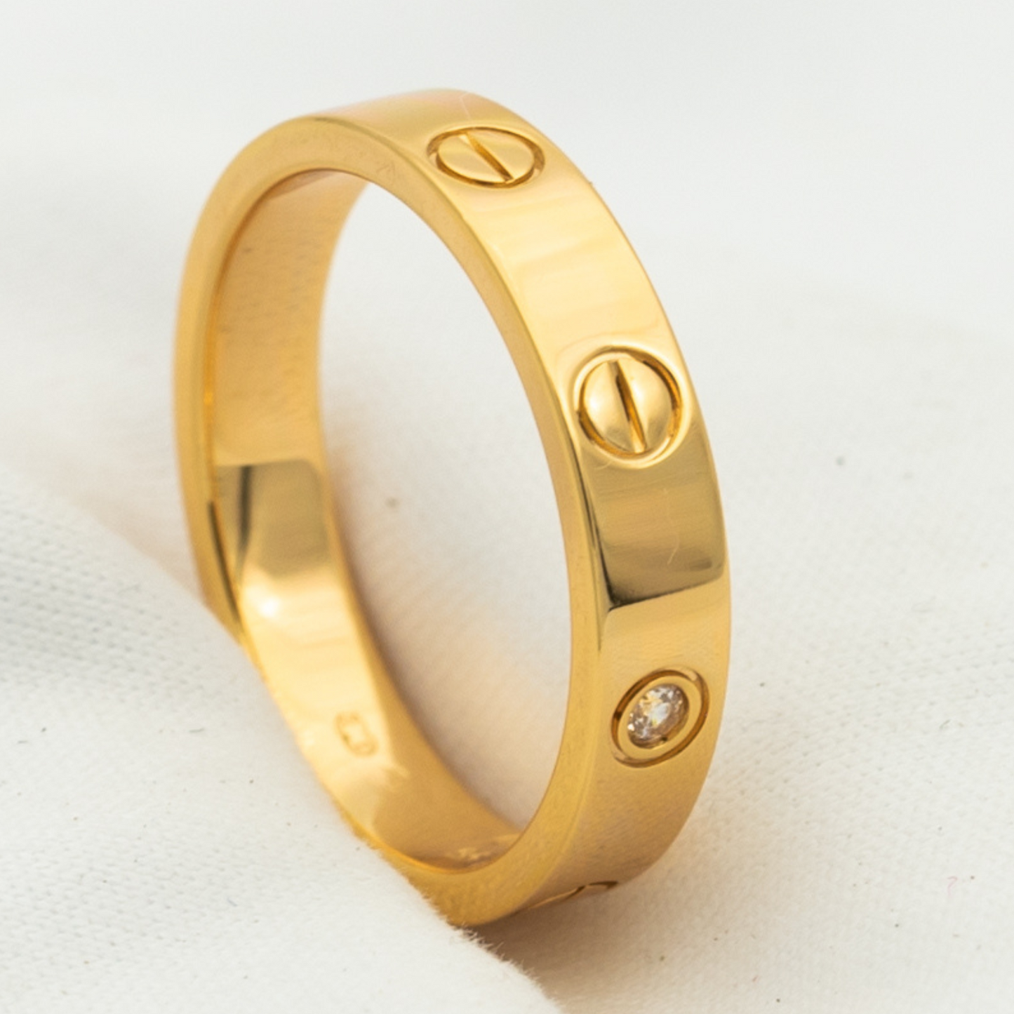 [AuraEcho Jewelry]LOVE RING 4MM 1 DIAMOND PINK GOLD