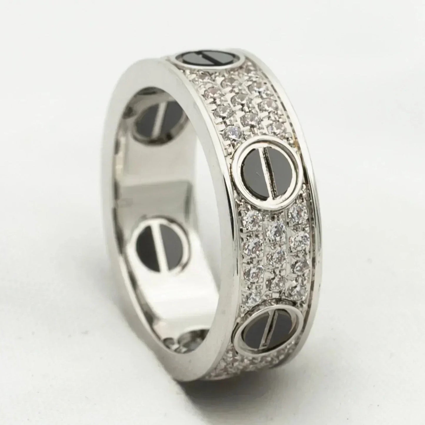 [AuraEcho Jewelry]LOVE RING 5.5MM DIAMONDS PAVED CERAMIC