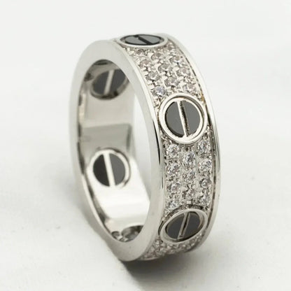 [AuraEcho Jewelry]LOVE RING 5.5MM DIAMONDS PAVED CERAMIC