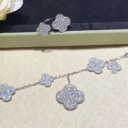 [AuraEcho Jewelry]CLOVER 6 MOTIFS SILVER DIAMOND BRACELET