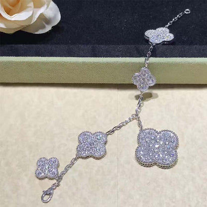 [AuraEcho Jewelry]CLOVER 6 MOTIFS SILVER DIAMOND BRACELET