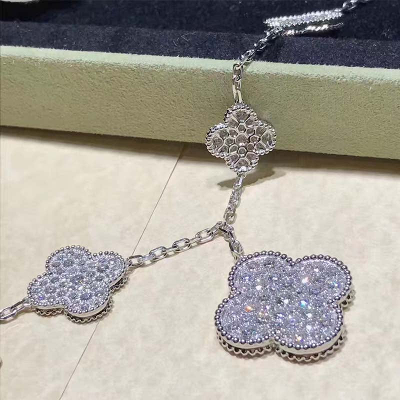 [AuraEcho Jewelry]CLOVER 6 MOTIFS SILVER DIAMOND BRACELET