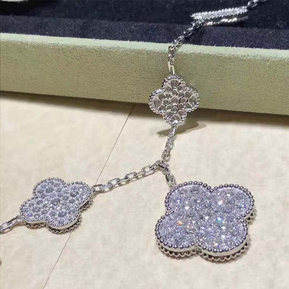 [AuraEcho Jewelry]CLOVER 6 MOTIFS SILVER DIAMOND BRACELET