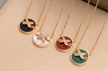 [AuraEcho Jewelry]JEUX DE PINK GOLD DIAMOND NECKLACE