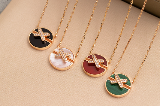 [AuraEcho Jewelry]JEUX DE PINK GOLD DIAMOND NECKLACE