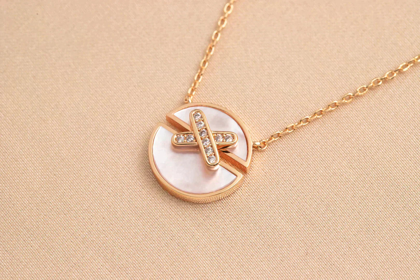 [AuraEcho Jewelry]JEUX DE ROSE GOLD DIAMOND NECKLACE