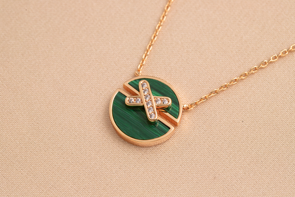 [AuraEcho Jewelry]JEUX DE PINK GOLD DIAMOND NECKLACE
