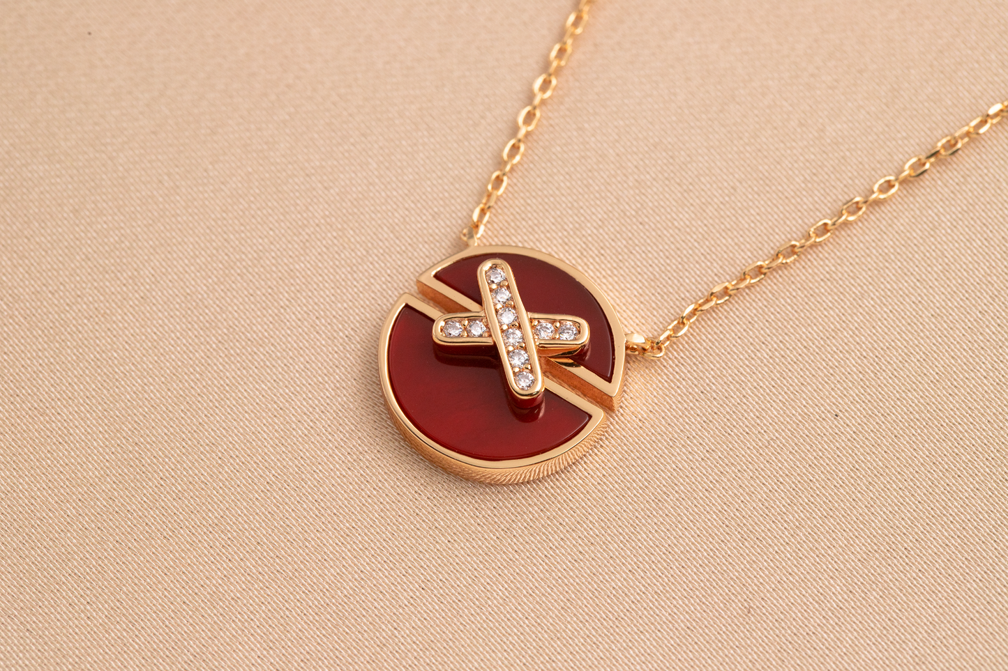 [AuraEcho Jewelry]JEUX DE PINK GOLD DIAMOND NECKLACE