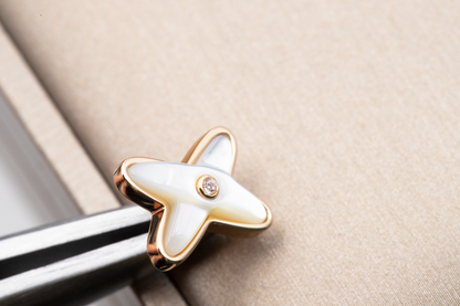 [AuraEcho Jewelry]JEUX DE WHITE MOP PINK GOLD DIAMOND EARRINGS