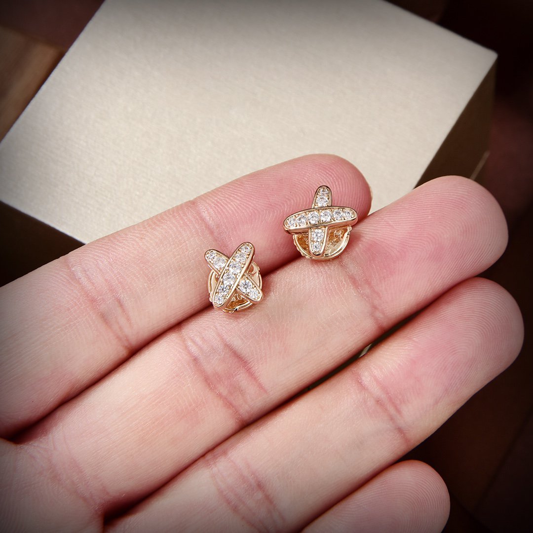 [AuraEcho Jewelry]JEUX DE GOLD DIAMOND EARRINGS