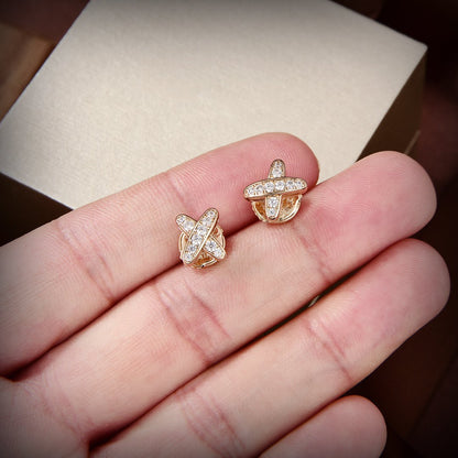[AuraEcho Jewelry]JEUX DE GOLD DIAMOND EARRINGS
