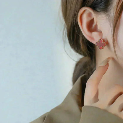 [AuraEcho Jewelry]CLOVER MEDIUM 1 MOTIFS CARNELIAN  EARRINGS