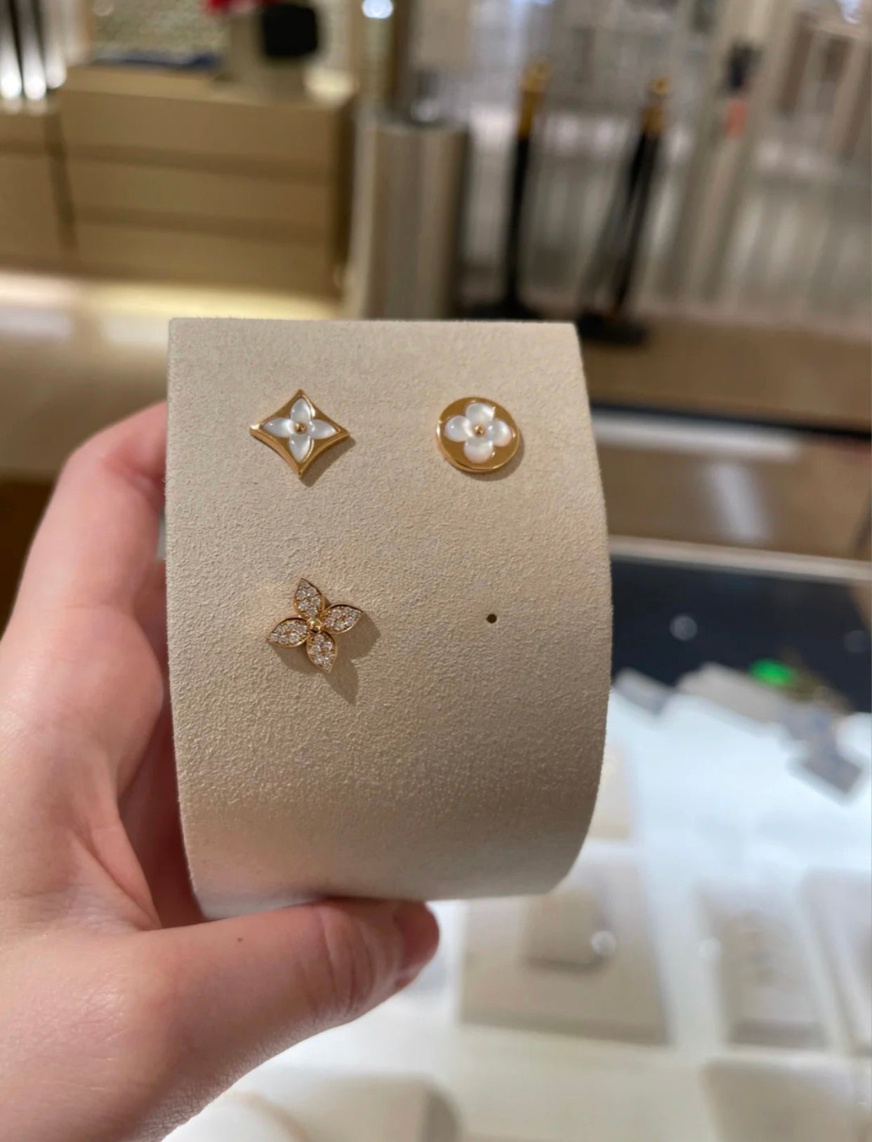[AuraEcho Jewelry]STAR BLOSSOM STUD EARRINGS PINK GOLD DIAMONDS