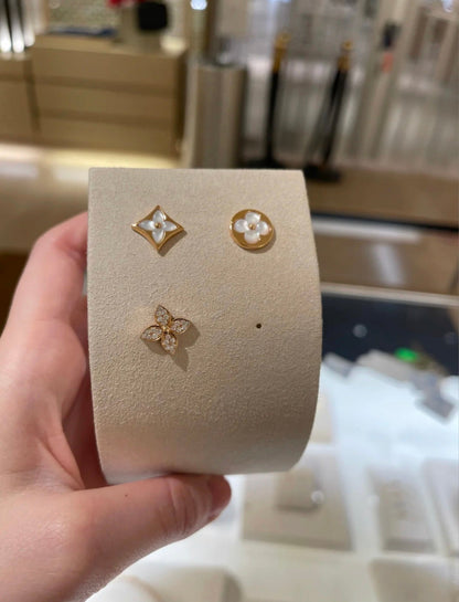 [AuraEcho Jewelry]STAR BLOSSOM STUD EARRINGS PINK GOLD DIAMONDS