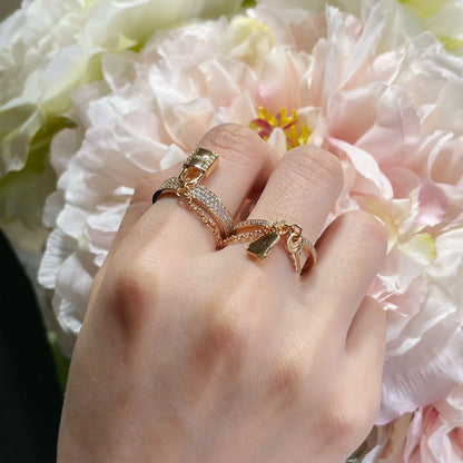 [AuraEcho Jewelry]HM KELLY CLOCHETTE DOUBLE RING IN ROSE GOLD WITH DIAMONDS