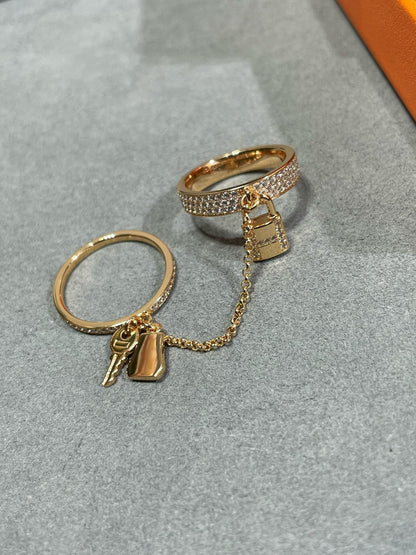[AuraEcho Jewelry]HM KELLY CLOCHETTE DOUBLE RING IN ROSE GOLD WITH DIAMONDS