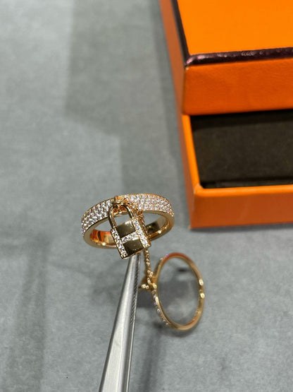 [AuraEcho Jewelry]HM KELLY CLOCHETTE DOUBLE RING IN ROSE GOLD WITH DIAMONDS