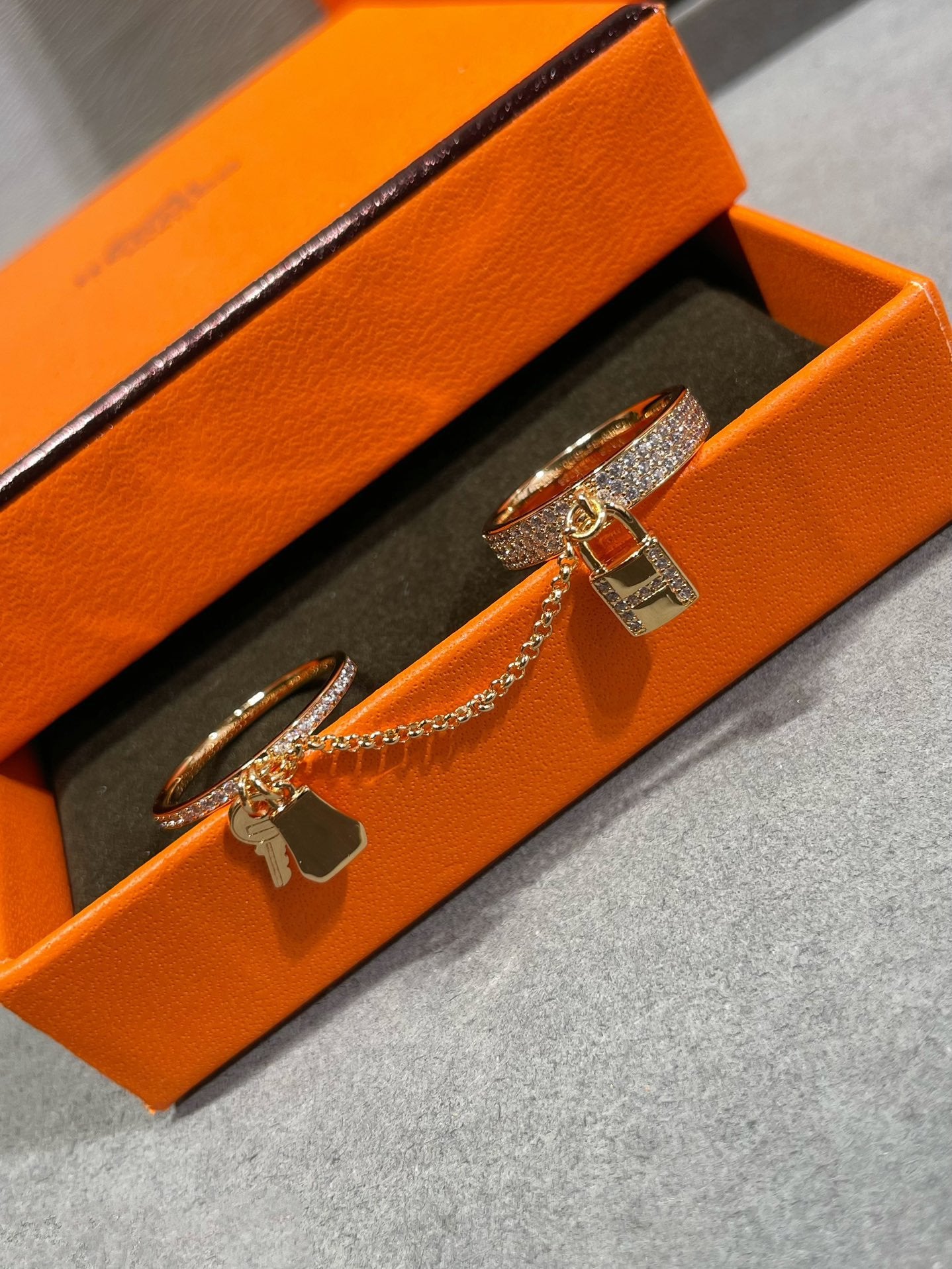 [AuraEcho Jewelry]HM KELLY CLOCHETTE DOUBLE RING IN ROSE GOLD WITH DIAMONDS