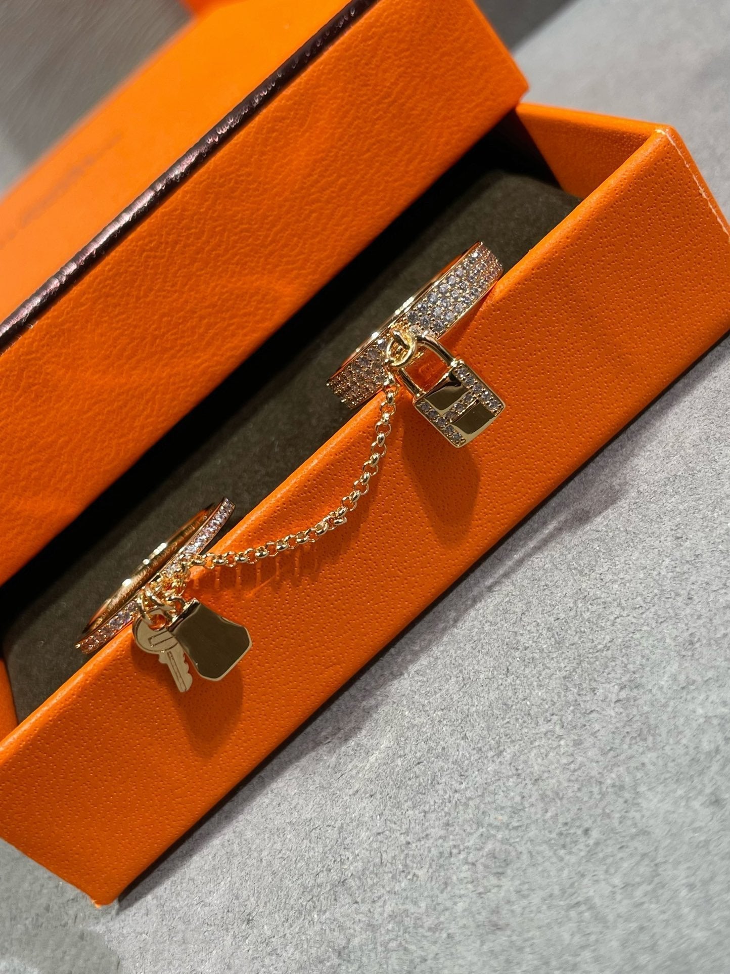 [AuraEcho Jewelry]HM KELLY CLOCHETTE DOUBLE RING IN ROSE GOLD WITH DIAMONDS