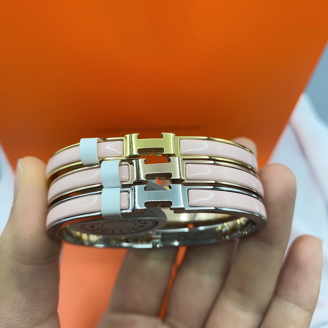 [AuraEcho Jewelry]CLASSIC HM CLIC  PINK 8MM ENAMEL BRACELET