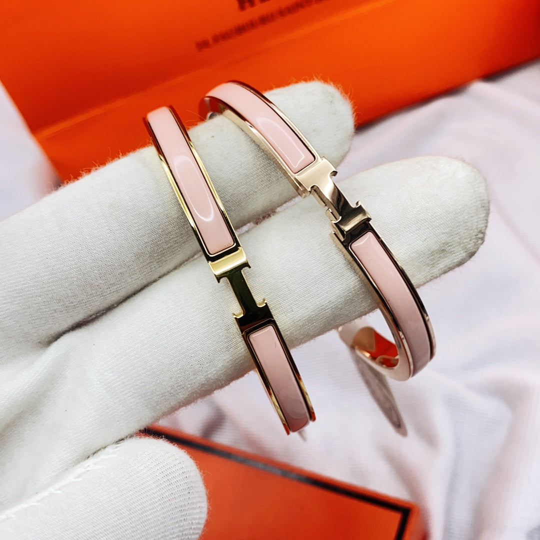 [AuraEcho Jewelry]CLASSIC HM CLIC  PINK 8MM ENAMEL BRACELET