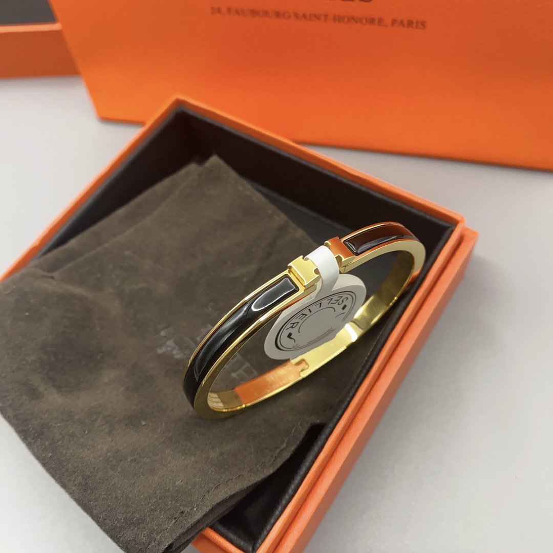 [AuraEcho Jewelry]CLASSIC HM CLIC BLACK 8MM ENAMEL BRACELET