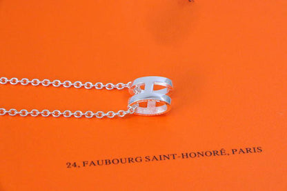 [AuraEcho Jewelry]HM NECKLACE H LETTER OVAL SERIES