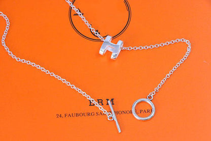 [AuraEcho Jewelry]HM NECKLACE H LETTER OVAL SERIES