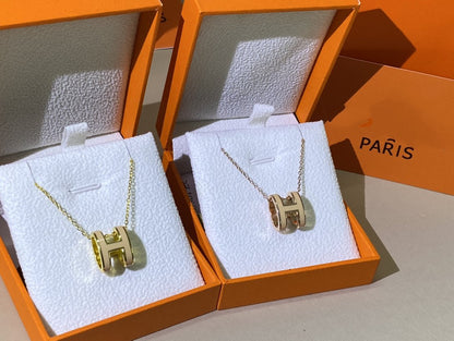 [AuraEcho Jewelry]HM CLIC YELLOW ENAMEL GOLD NECKLACE